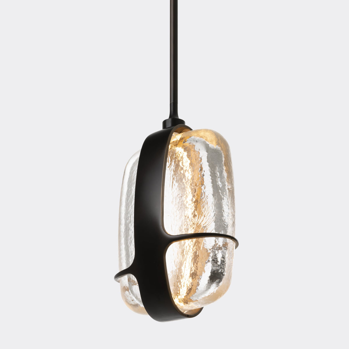 Ardin Textured Glass Pendant Light in Brushed Brass | Modern LED Hanging Lamp