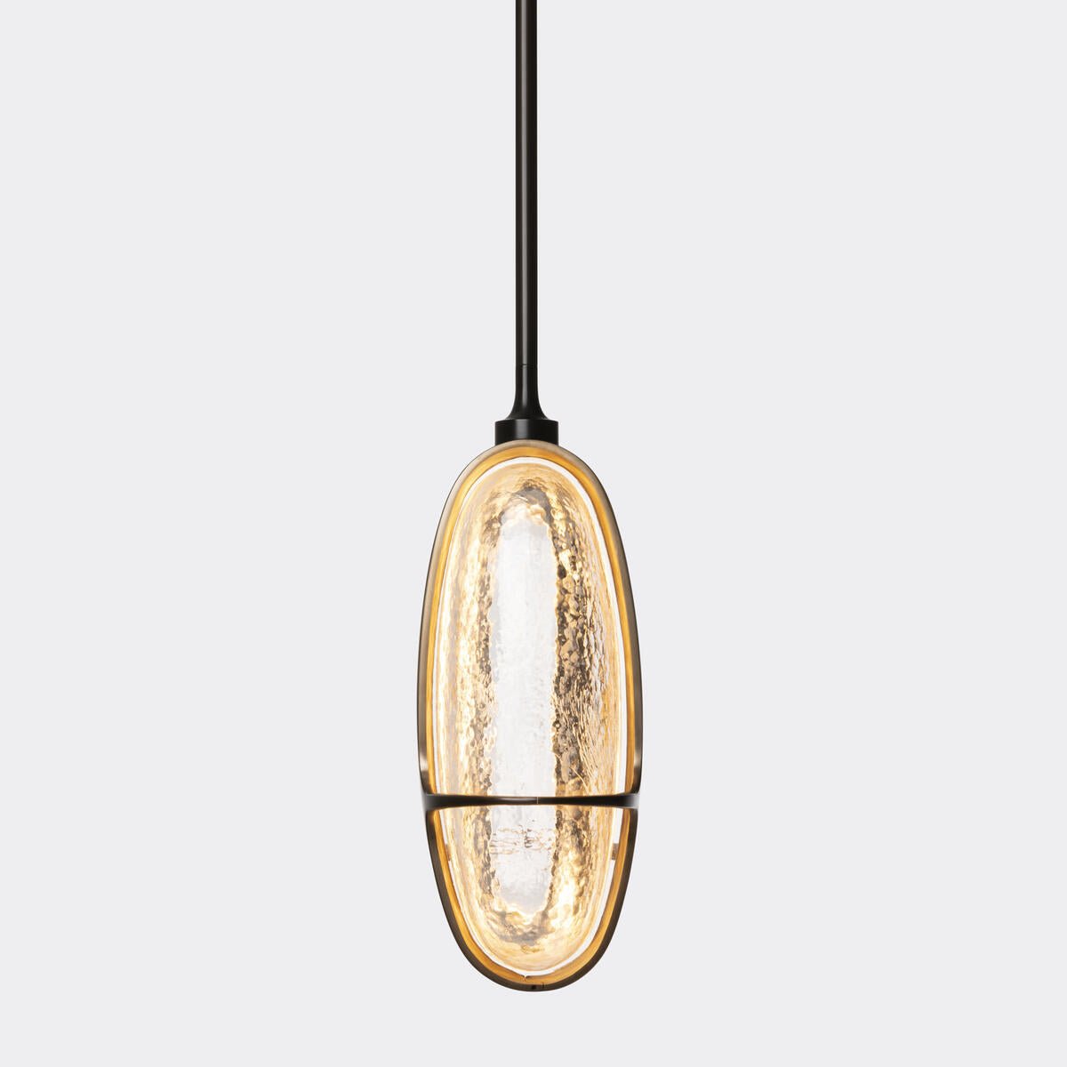 Ardin Textured Glass Pendant Light in Brushed Brass | Modern LED Hanging Lamp