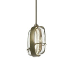 Ardin Textured Glass Pendant Light in Brushed Brass | Modern LED Hanging Lamp