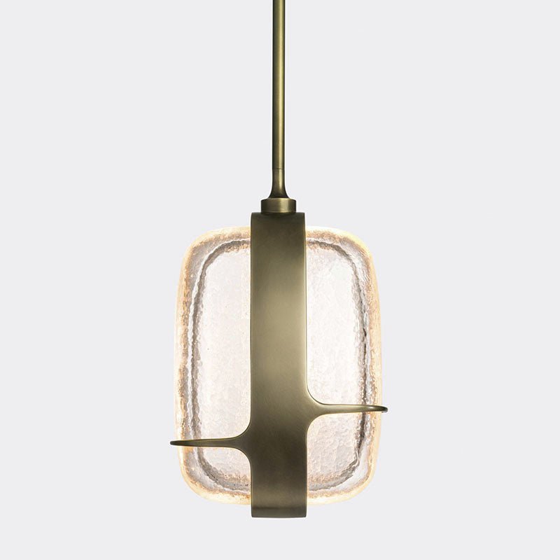Ardin Textured Glass Pendant Light in Brushed Brass | Modern LED Hanging Lamp