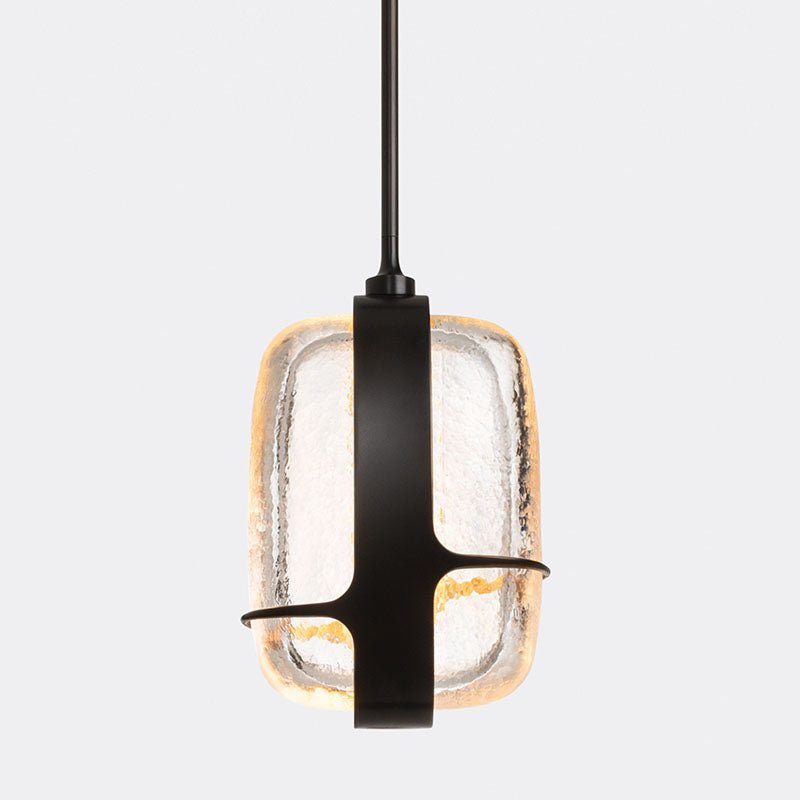 Ardin Textured Glass Pendant Light in Brushed Brass | Modern LED Hanging Lamp