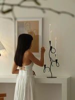 Iron Vine Sculptural Candle Holder – Modern Black Metal Centerpiece