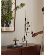 Iron Vine Sculptural Candle Holder – Modern Black Metal Centerpiece