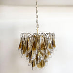 Isabella Glass Chandelier – Gold Leaf Floral Pendant for Dining Room