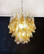 Isabella Glass Chandelier – Gold Leaf Floral Pendant for Dining Room