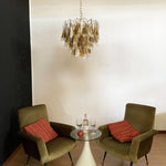 Isabella Glass Chandelier – Gold Leaf Floral Pendant for Dining Room