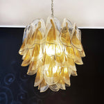Isabella Glass Chandelier – Gold Leaf Floral Pendant for Dining Room