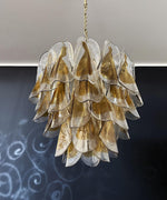 Isabella Glass Chandelier – Gold Leaf Floral Pendant for Dining Room