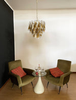 Isabella Glass Chandelier – Gold Leaf Floral Pendant for Dining Room