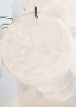 Isadora White Glass Disc Chandelier in Nickel Finish