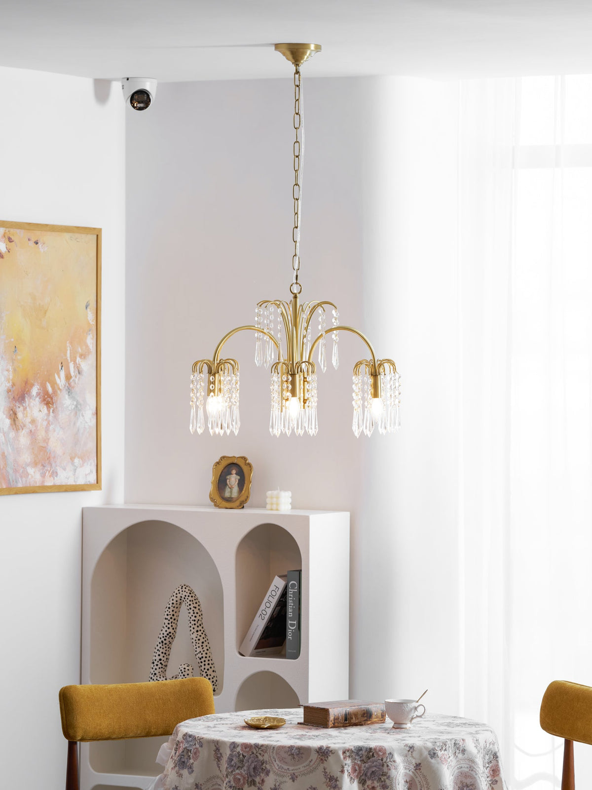Isla Dawn Crystal Chandelier in Brass for Modern Dining Room and Living Room