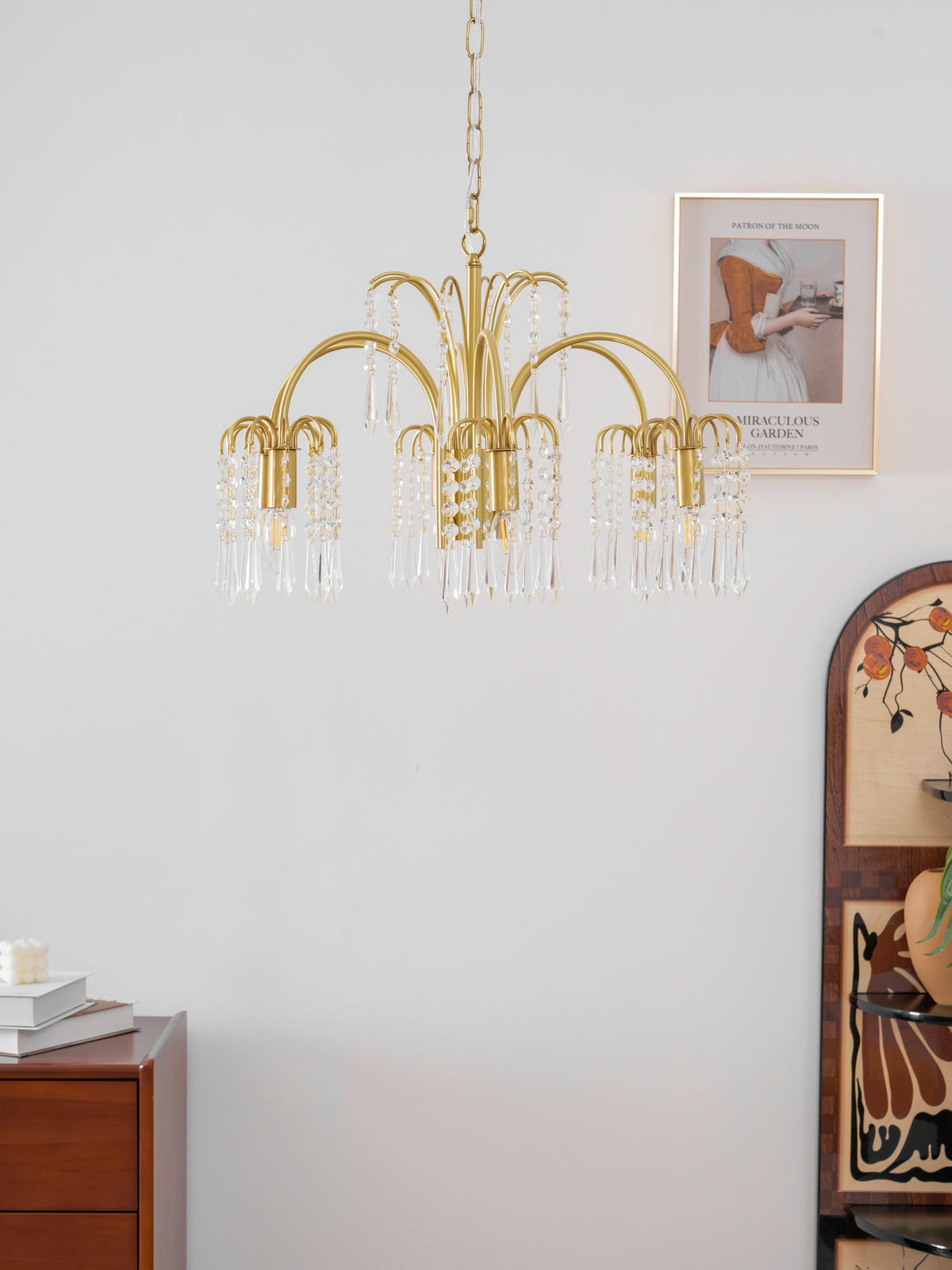Isla Dawn Crystal Chandelier in Brass for Modern Dining Room and Living Room