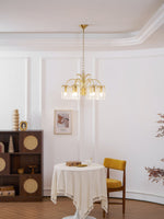 Isla Dawn Crystal Chandelier in Brass for Modern Dining Room and Living Room