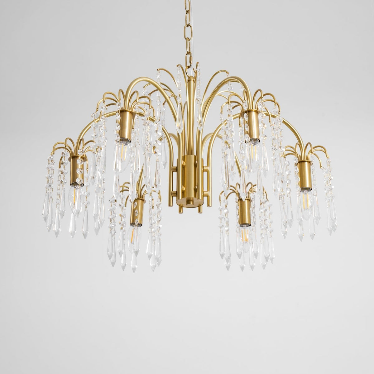 Isla Dawn Crystal Chandelier in Brass for Modern Dining Room and Living Room