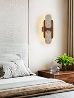Isla Travertine Wall Sconce with Walnut Accent