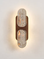 Isla Travertine Wall Sconce with Walnut Accent