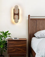 Isla Travertine Wall Sconce with Walnut Accent