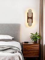 Isla Travertine Wall Sconce with Walnut Accent