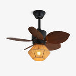 Isla Ceiling Fan Light with Wood Blades and Hemp Rope Shade