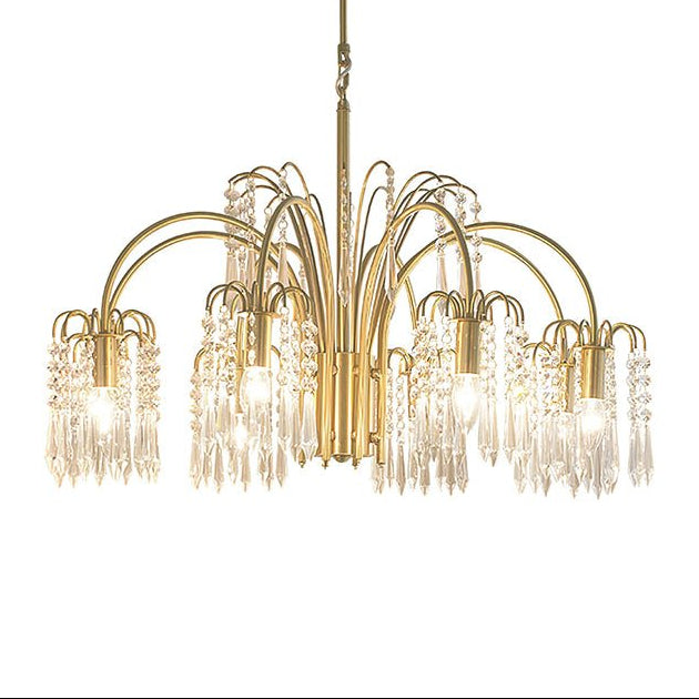 Isla Dawn Crystal Chandelier in Brass for Modern Dining Room and Living Room