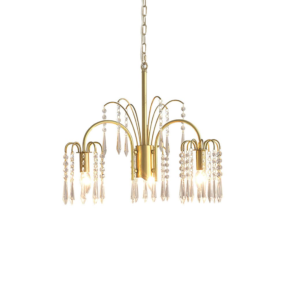Isla Dawn Crystal Chandelier in Brass for Modern Dining Room and Living Room