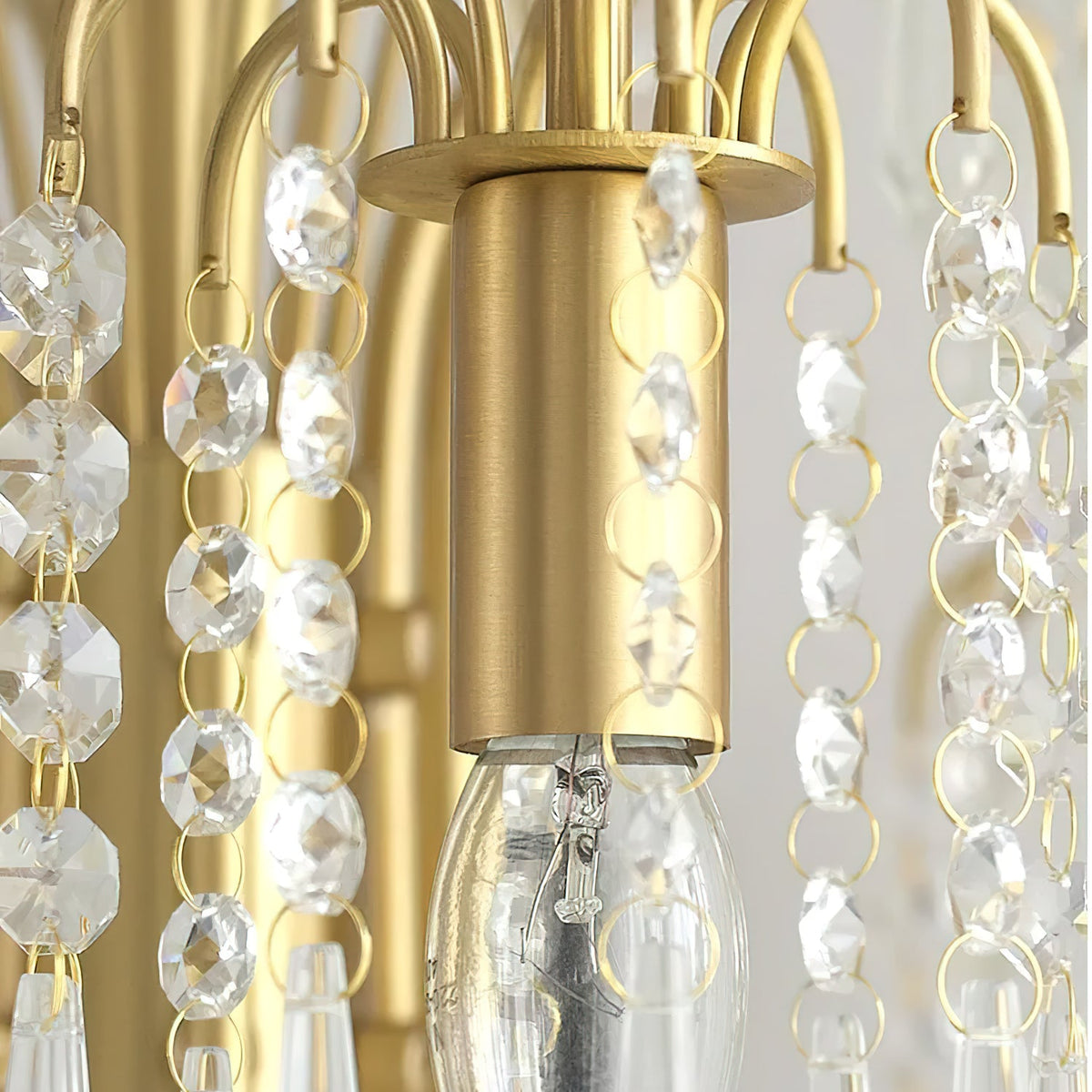 Isla Dawn Crystal Chandelier in Brass for Modern Dining Room and Living Room