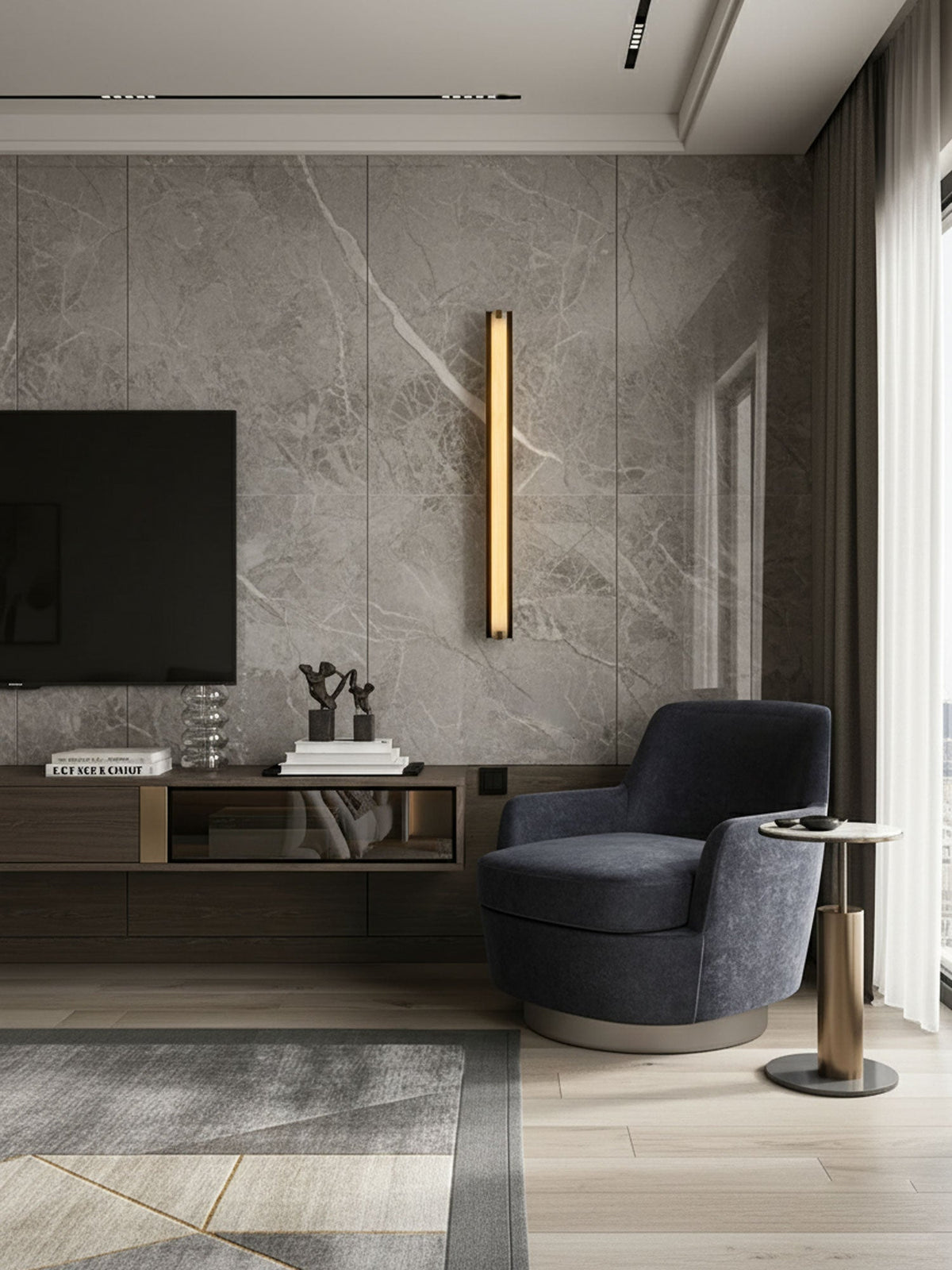 Isolde Alabaster Wall Sconce – Modern LED Wall Light in Bronze