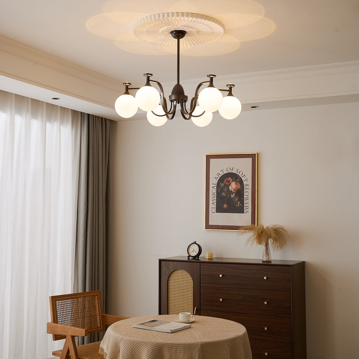 Isolde Modern Glass Globe Chandelier for Dining Room and Living Room
