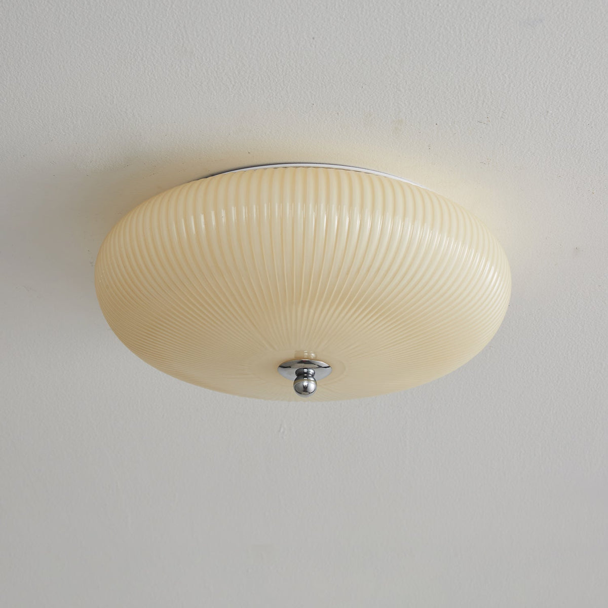 Ivory Ripple Flush Mount Ceiling Light, Modern LED Semi-Flush Mount for Bedroom and Living Room