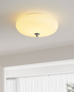 Ivory Ripple Flush Mount Ceiling Light, Modern LED Semi-Flush Mount for Bedroom and Living Room