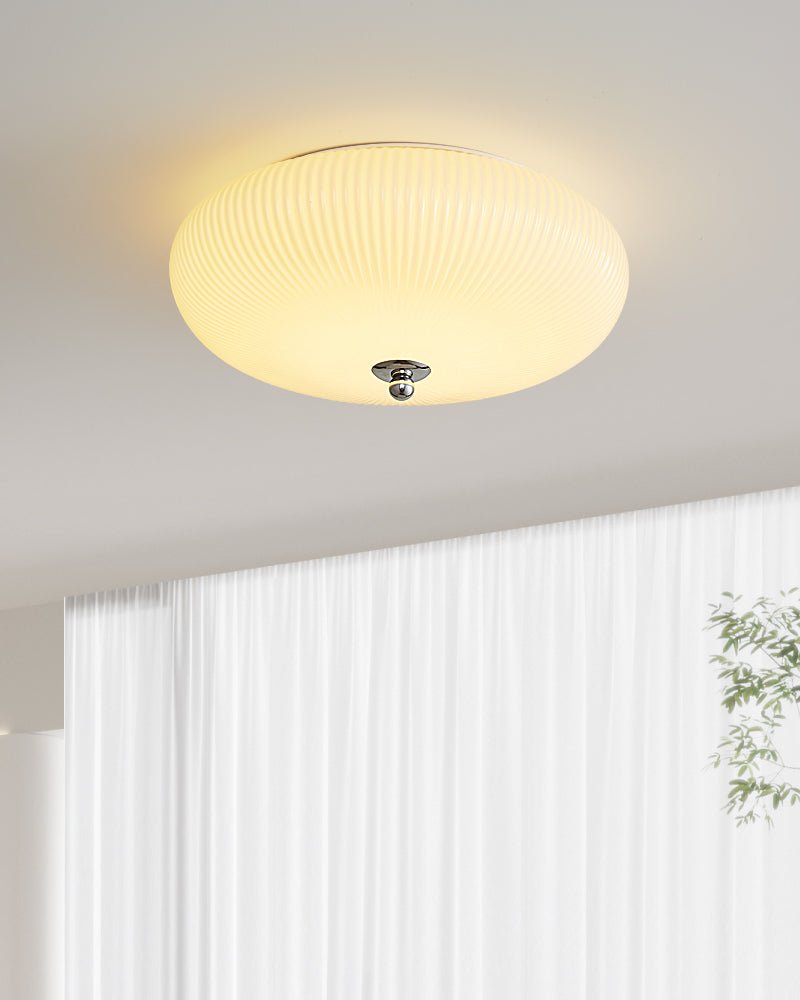 Ivory Ripple Flush Mount Ceiling Light, Modern LED Semi-Flush Mount for Bedroom and Living Room