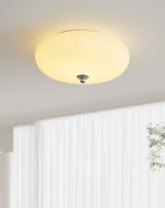 Ivory Ripple Flush Mount Ceiling Light, Modern LED Semi-Flush Mount for Bedroom and Living Room