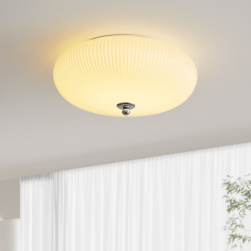 Ivory Ripple Flush Mount Ceiling Light, Modern LED Semi-Flush Mount for Bedroom and Living Room