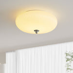 Ivory Ripple Flush Mount Ceiling Light, Modern LED Semi-Flush Mount for Bedroom and Living Room