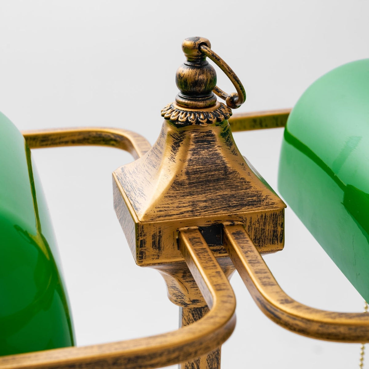 Jade Collection Bronze Table Lamp with Emerald Glass Shades