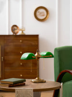 Jade Collection Bronze Table Lamp with Emerald Glass Shades