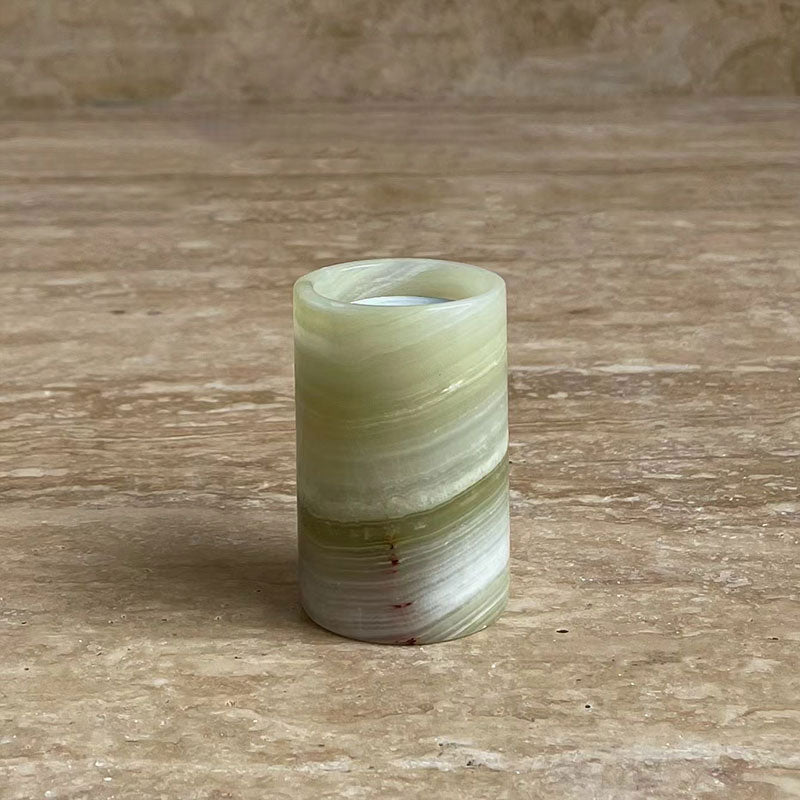 Lumière de Jade Onyx Marble Candle Holder – Minimalist Tabletop Glow