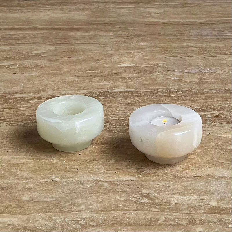 Lumière de Jade Onyx Marble Candle Holder – Minimalist Tabletop Glow