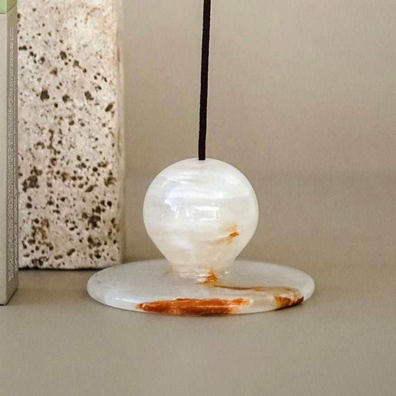 Jade Incense Holder – Minimalist Stone Tabletop Ornament for Serene Interiors