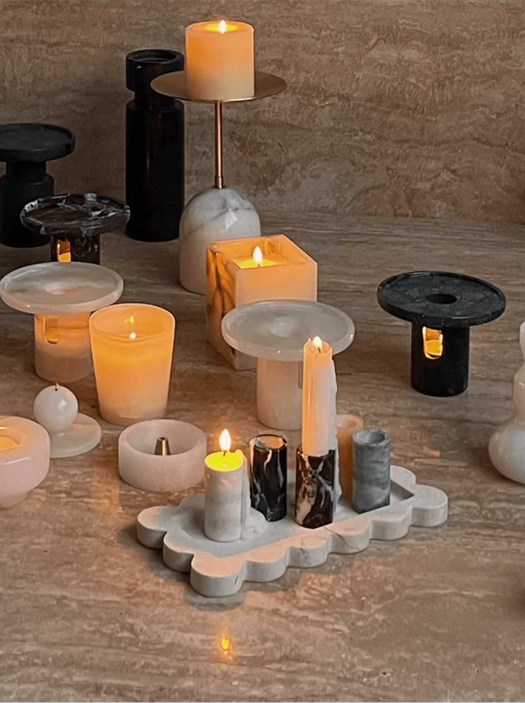 Lumière de Jade Onyx Marble Candle Holder – Minimalist Tabletop Glow