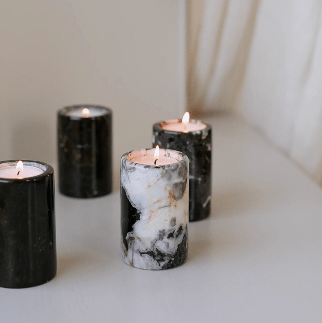 Lumière de Jade Onyx Marble Candle Holder – Minimalist Tabletop Glow