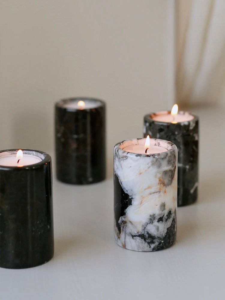 Lumière de Jade Onyx Marble Candle Holder – Minimalist Tabletop Glow