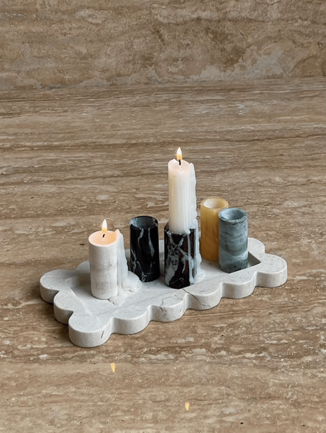 Lumière de Jade Onyx Marble Candle Holder – Minimalist Tabletop Glow