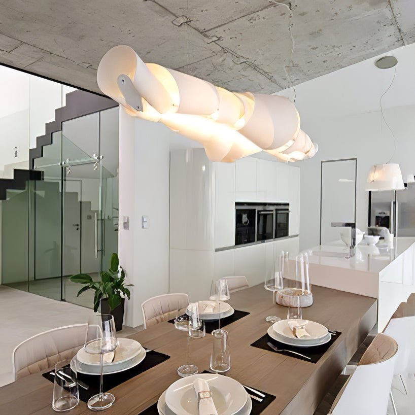 Caterpillar Sculptural LED Chandelier in White for Modern Interiors