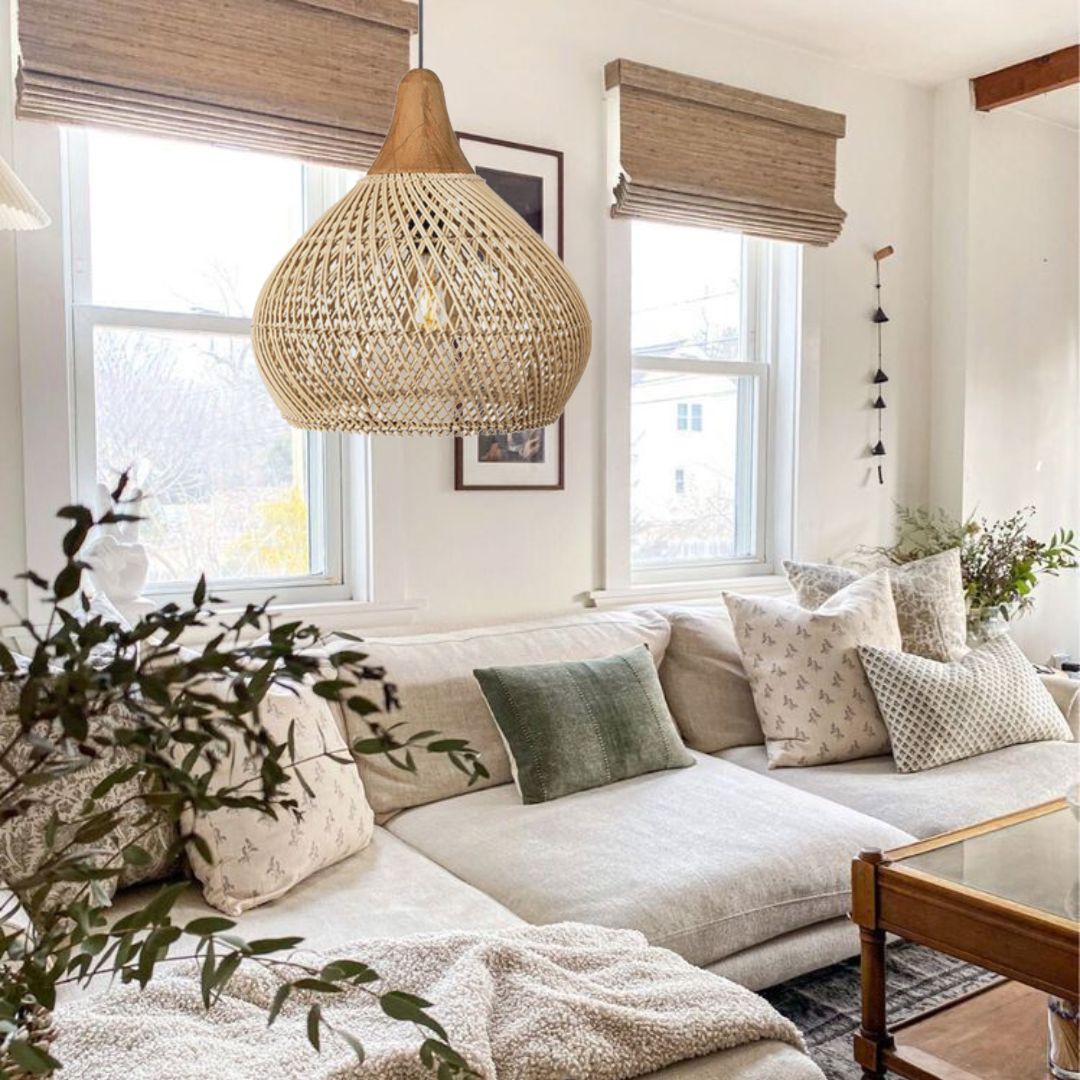 Vintage Rattan Woven Chandelier