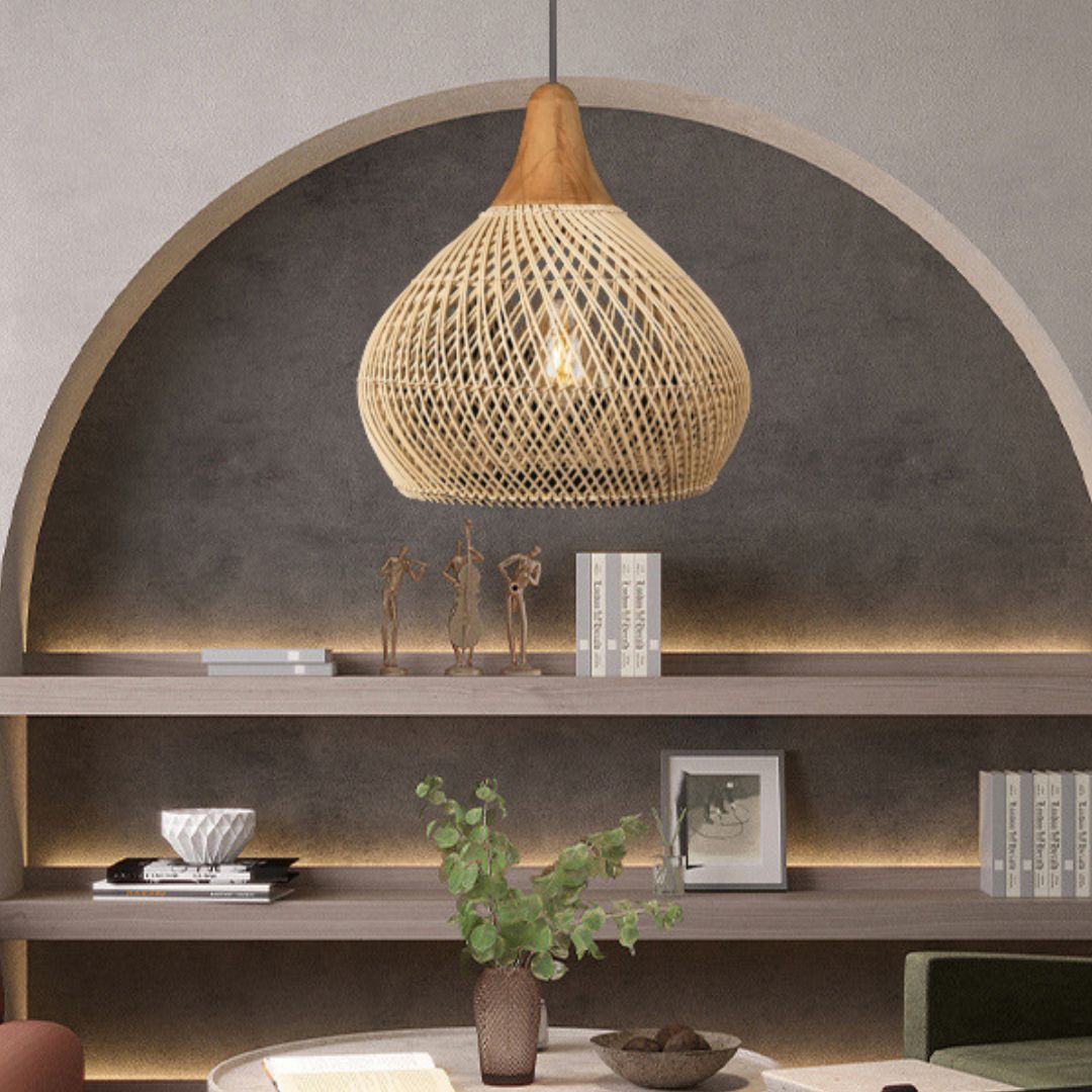 Vintage Rattan Woven Chandelier