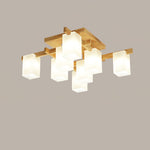 Japanese Square Wooden Art Ceiling Lamp