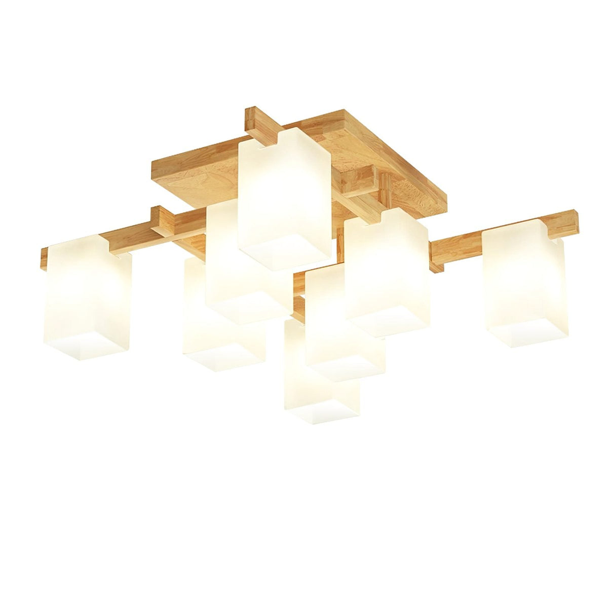 Japanese Square Wooden Art Ceiling Lamp