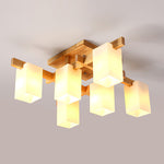 Japanese Square Wooden Art Ceiling Lamp