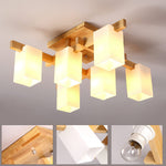 Japanese Square Wooden Art Ceiling Lamp